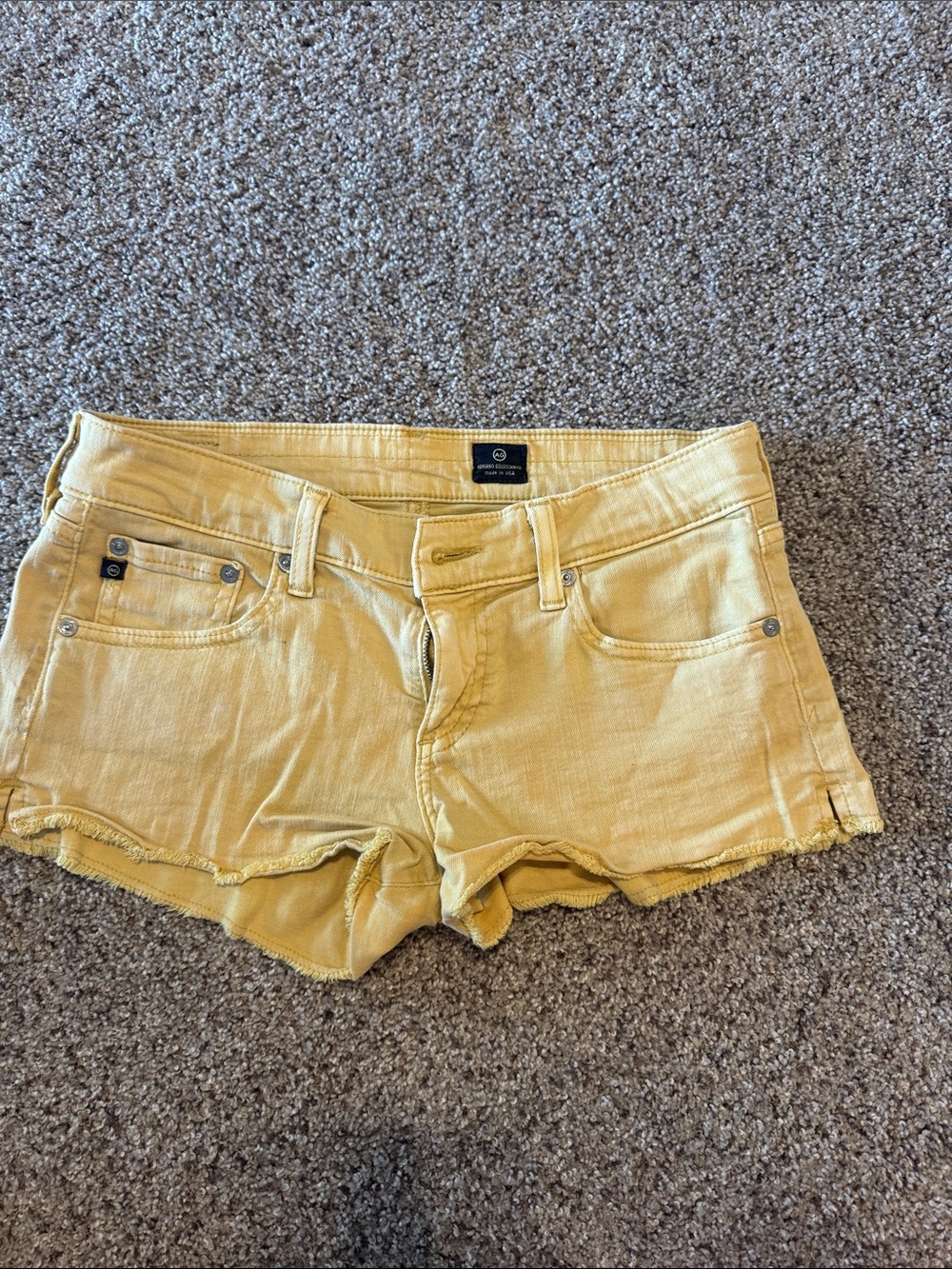 Ag Adriano Goldschmied Sunflower Yellow Denim Cutoff Shorts